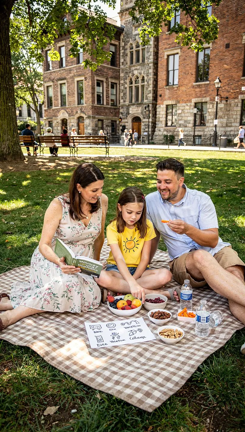 Schéma vzdělávacího programu s jednotlivými lekcemi a jejich cíli v oblasti osobních financí.